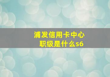 浦发信用卡中心职级是什么s6