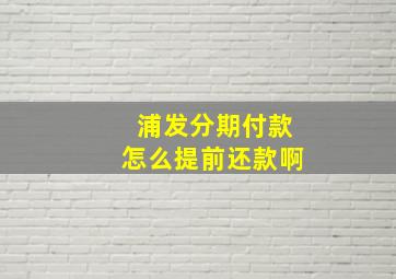 浦发分期付款怎么提前还款啊