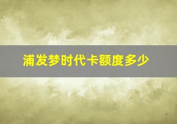 浦发梦时代卡额度多少