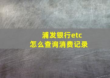 浦发银行etc怎么查询消费记录