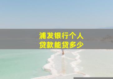 浦发银行个人贷款能贷多少