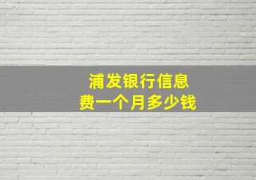 浦发银行信息费一个月多少钱