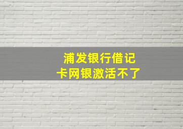 浦发银行借记卡网银激活不了