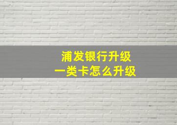 浦发银行升级一类卡怎么升级