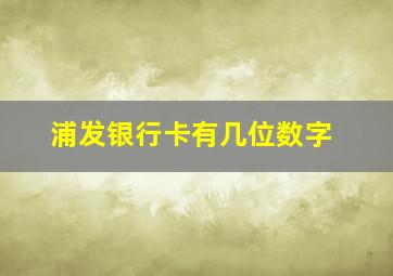 浦发银行卡有几位数字