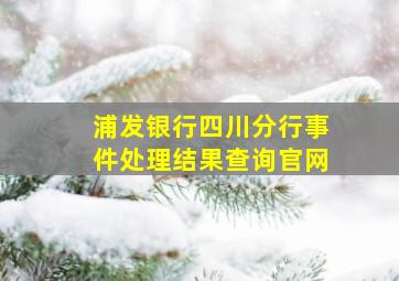 浦发银行四川分行事件处理结果查询官网