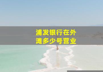 浦发银行在外滩多少号营业