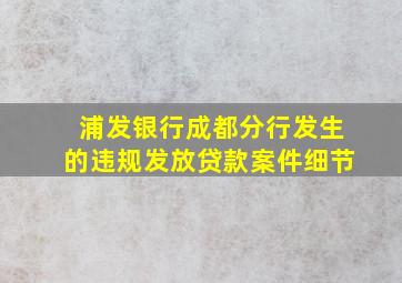 浦发银行成都分行发生的违规发放贷款案件细节