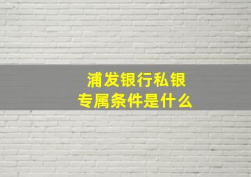 浦发银行私银专属条件是什么