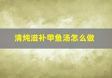 清炖滋补甲鱼汤怎么做