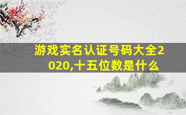 游戏实名认证号码大全2020,十五位数是什么