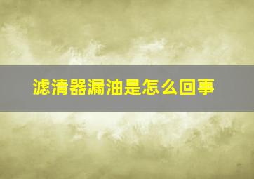 滤清器漏油是怎么回事