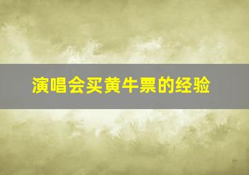 演唱会买黄牛票的经验