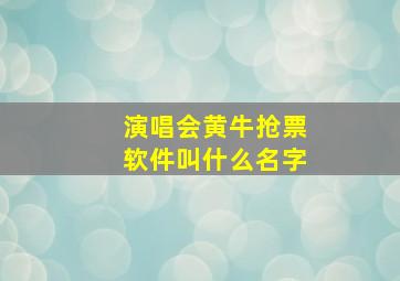 演唱会黄牛抢票软件叫什么名字