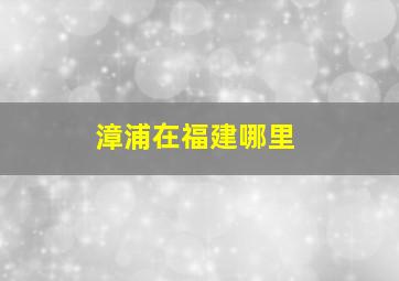 漳浦在福建哪里