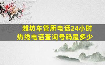 潍坊车管所电话24小时热线电话查询号码是多少