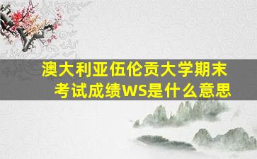 澳大利亚伍伦贡大学期末考试成绩WS是什么意思