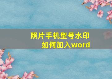 照片手机型号水印如何加入word