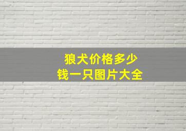 狼犬价格多少钱一只图片大全