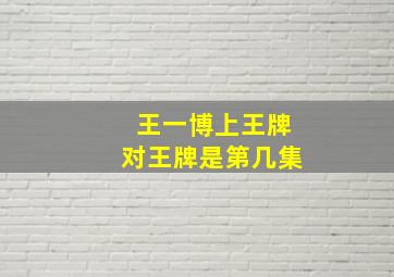 王一博上王牌对王牌是第几集