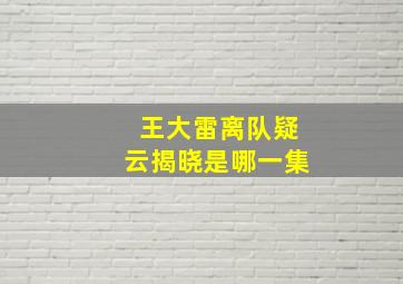 王大雷离队疑云揭晓是哪一集