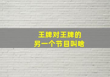 王牌对王牌的另一个节目叫啥