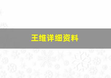 王维详细资料