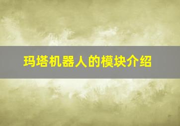 玛塔机器人的模块介绍