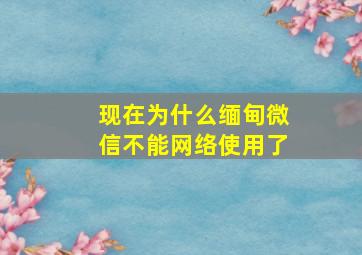 现在为什么缅甸微信不能网络使用了