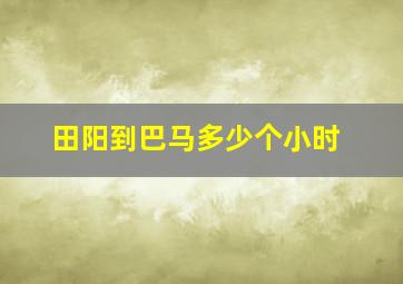 田阳到巴马多少个小时