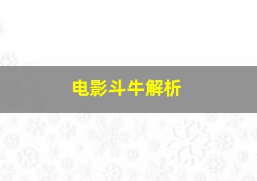 电影斗牛解析