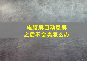 电脑屏自动息屏之后不会亮怎么办