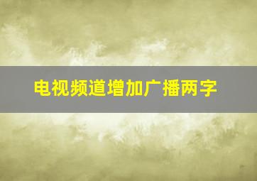 电视频道增加广播两字