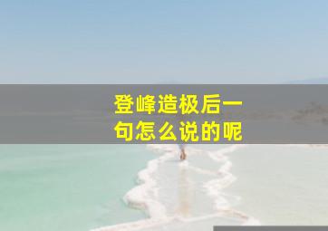 登峰造极后一句怎么说的呢