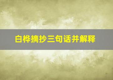 白桦摘抄三句话并解释