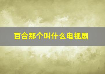 百合那个叫什么电视剧