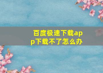 百度极速下载app下载不了怎么办