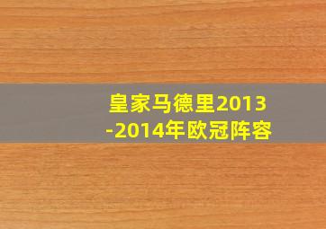 皇家马德里2013-2014年欧冠阵容