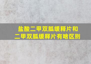 盐酸二甲双胍缓释片和二甲双胍缓释片有啥区别