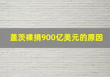 盖茨裸捐900亿美元的原因