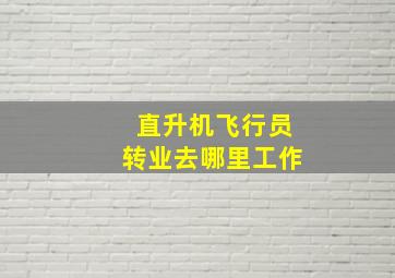 直升机飞行员转业去哪里工作