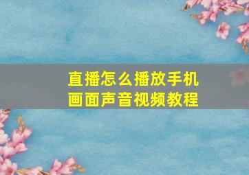 直播怎么播放手机画面声音视频教程