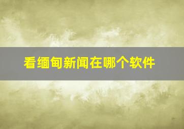 看缅甸新闻在哪个软件