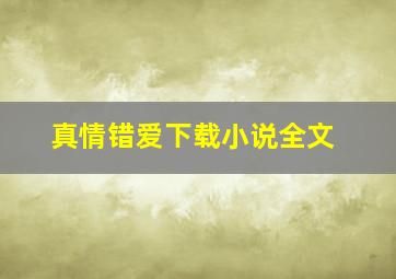 真情错爱下载小说全文