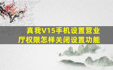 真我V15手机设置营业厅权限怎样关闭设置功能