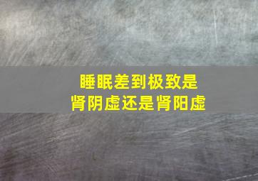 睡眠差到极致是肾阴虚还是肾阳虚