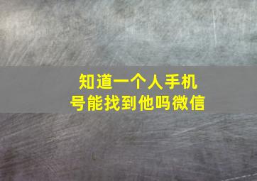 知道一个人手机号能找到他吗微信