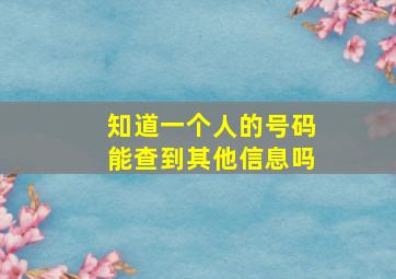 知道一个人的号码能查到其他信息吗