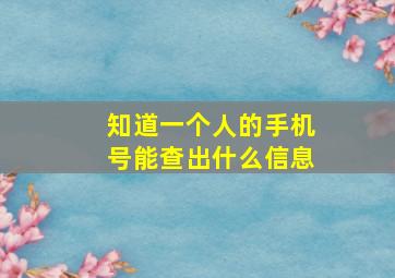 知道一个人的手机号能查出什么信息