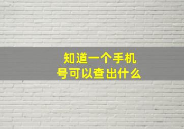 知道一个手机号可以查出什么